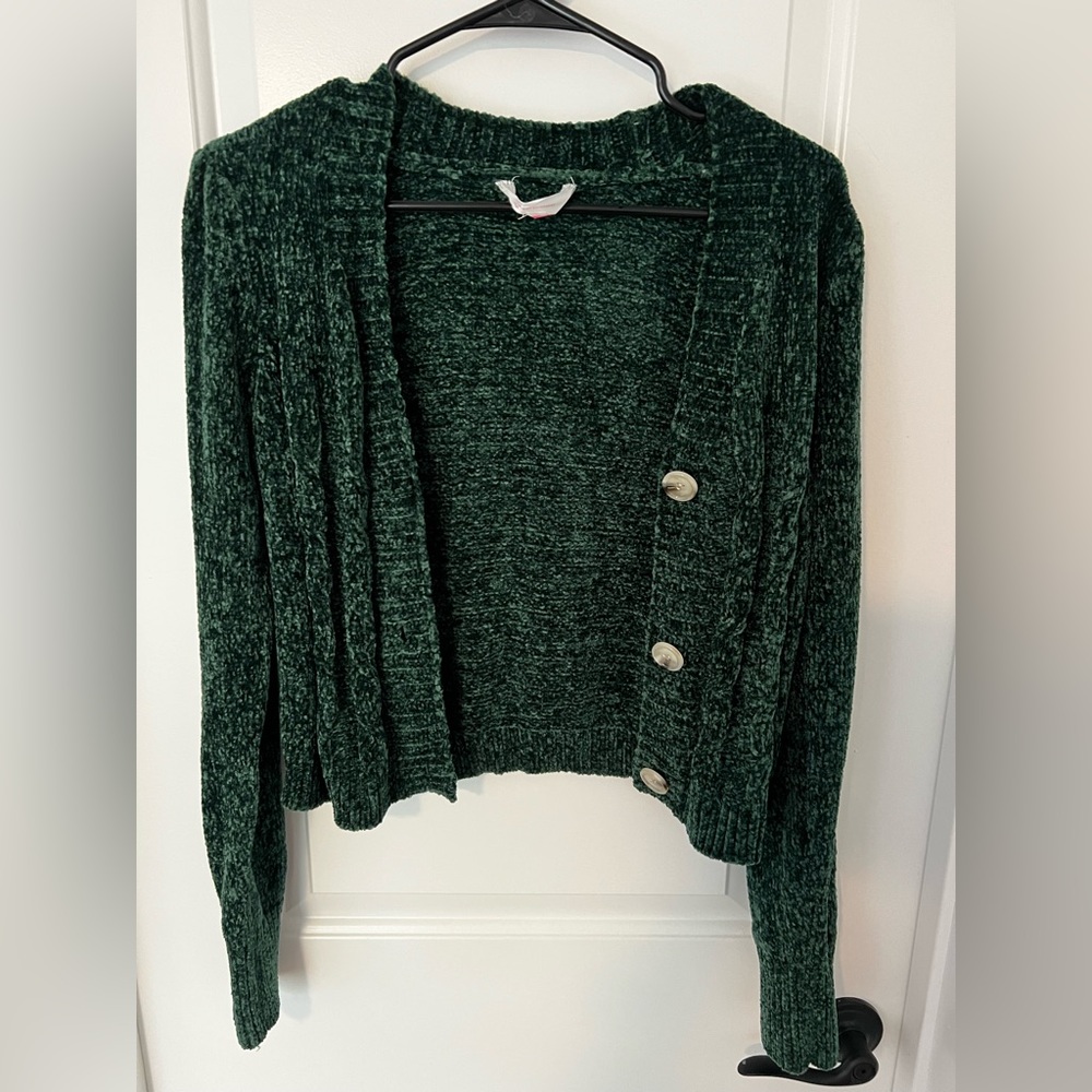 Sherpa cardigan emerald green size medium no boundaries brand